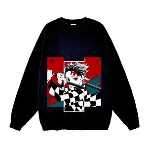Demon Slayer Sweatshirt Crewneck, Anime Streetwear Women’s Large